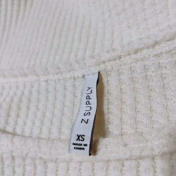 Z Supply Top Women's Thermal Waffle Knit Boho Laced Side Ties Oversized Cozy XS - Picture 10 of 13